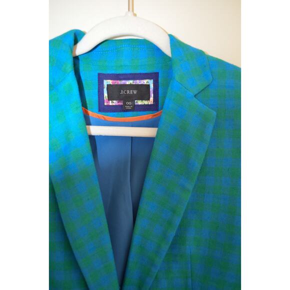 J Crew Blue Checked Blazer Size 00 - Picture 2 of 5